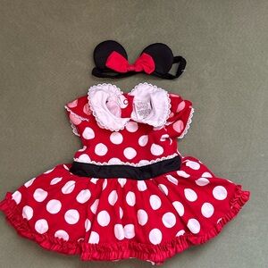 Disney Baby Minnie Mouse  Dress with Headband 6-9mo Gently Used